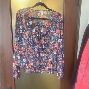 Gorgeous Floral Blue Women's lightweight long sleeve blouse